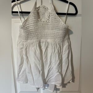White crocheted halter top